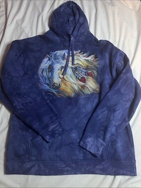The Mountain War Horse Breaking Dawn Tie Dyed Hooded Sweatshirt